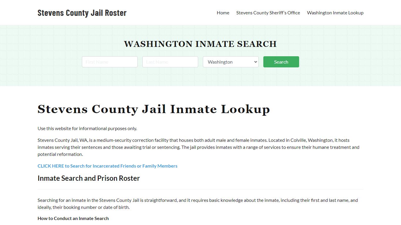 Stevens County Jail Roster Lookup, WA, Inmate Search